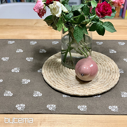 Szalik żakardowy KWIATY ALPEJSKIE BRĄZOWY