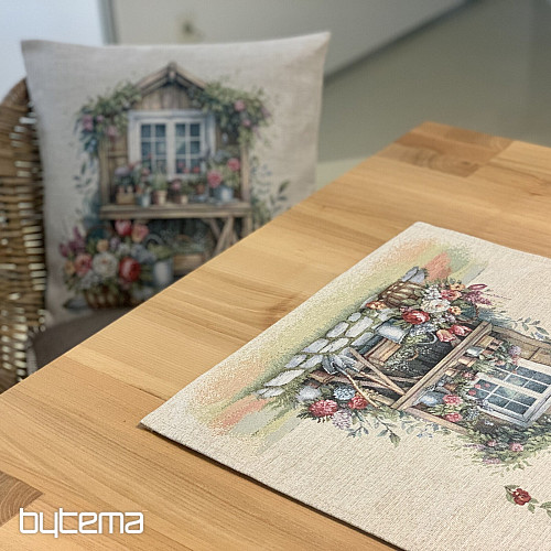 Poszewka na poduszkę z gobelinu DOMEK OGRODOWY