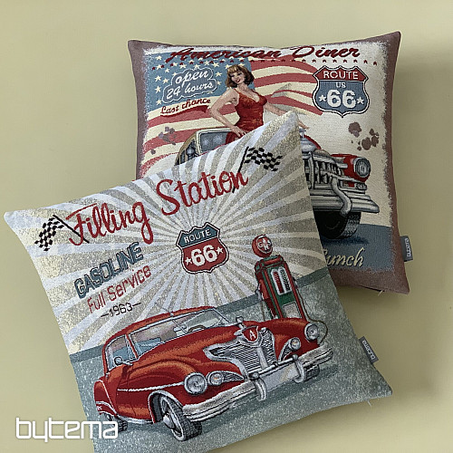 Poszewka na poduszkę z gobelinu STACJA PALIW ROUTE 66