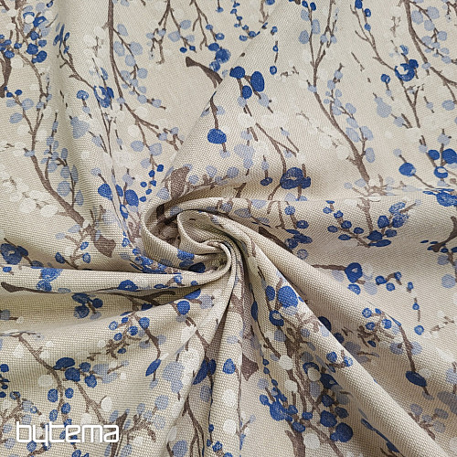 Tkanina dekoracyjna BĄBELKI DRZEWNE NIEBIESKIE