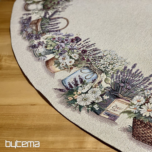 Obrus gobelinowy okrągły PIĘKNO W KOSZYKU