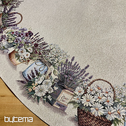 Obrus gobelinowy okrągły PIĘKNO W KOSZYKU