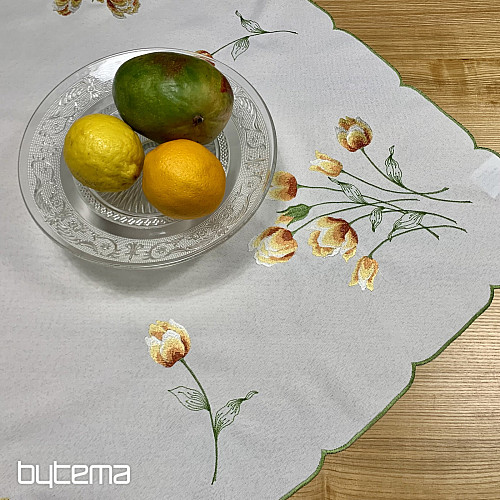 Obrus haftowany i szalik TULIPANY pomarańczowy