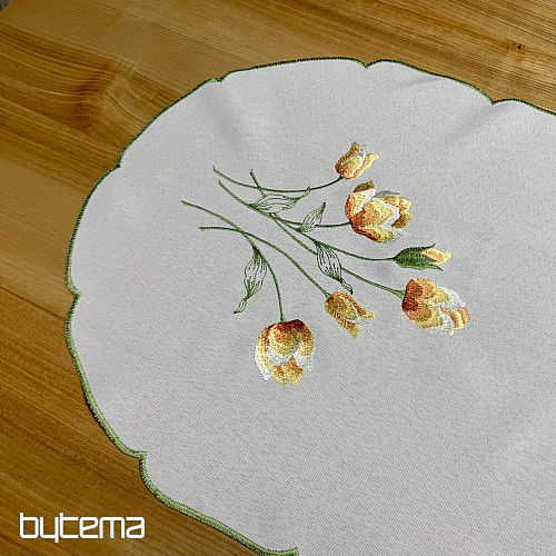 Obrus haftowany i szalik TULIPANY pomarańczowy