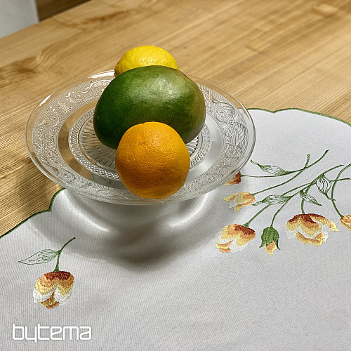 Obrus haftowany i szalik TULIPANY pomarańczowy