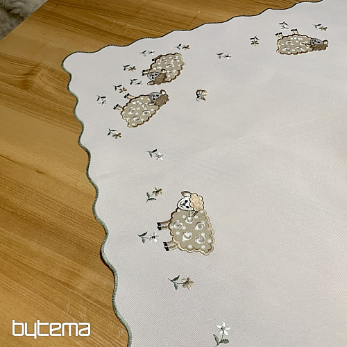 Haftowany obrus i szalik Baranki wielkanocne