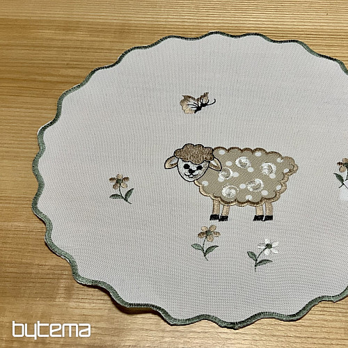 Haftowany obrus i szalik Baranki wielkanocne