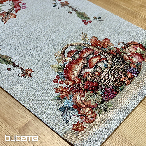 Obrus i szalik gobelinowy GRZYBY W KOSZYKU