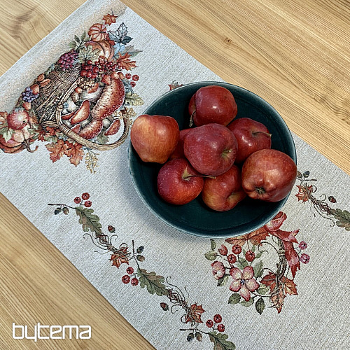 Obrus i szalik gobelinowy GRZYBY W KOSZYKU