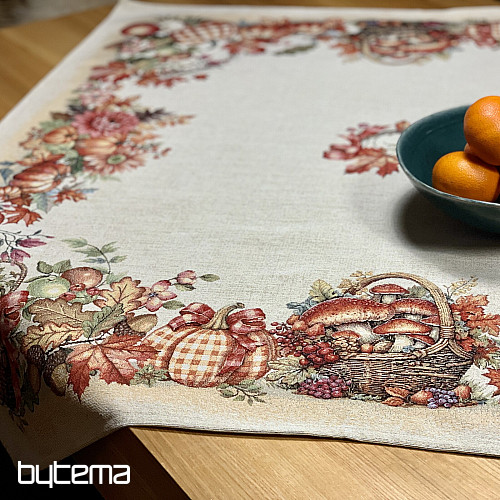 Obrus i szalik gobelinowy GRZYBY W KOSZYKU