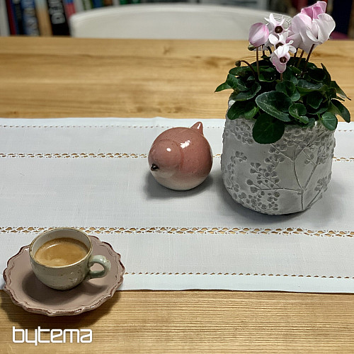 Obrus i szalik BIAŁY AŻUROWY