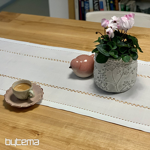 Obrus i szalik BIAŁY AŻUROWY