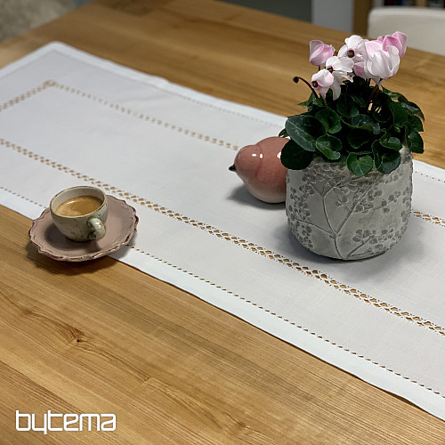 Obrus i szalik BIAŁY AŻUROWY