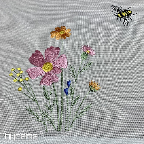 Obrus i szalik haftowany Łąka i pszczoły