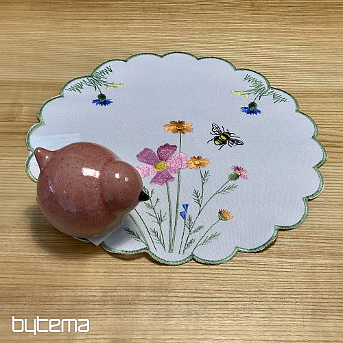 Obrus i szalik haftowany Łąka i pszczoły