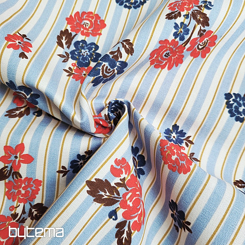 Tkanina bawełniana NIEBIESKI PASK RIMCHA