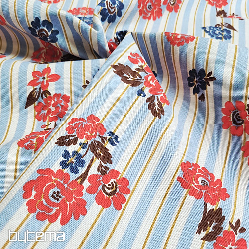 Tkanina bawełniana NIEBIESKI PASK RIMCHA