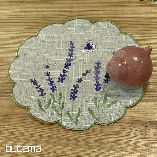 Obrus haftowany i szalik LAWENDA