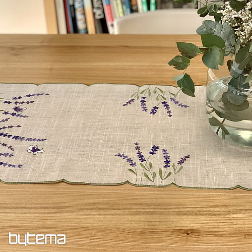 Obrus haftowany i szalik LAWENDA