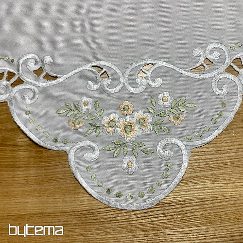 Obrus i szalik KWIATY morelowe haftowane