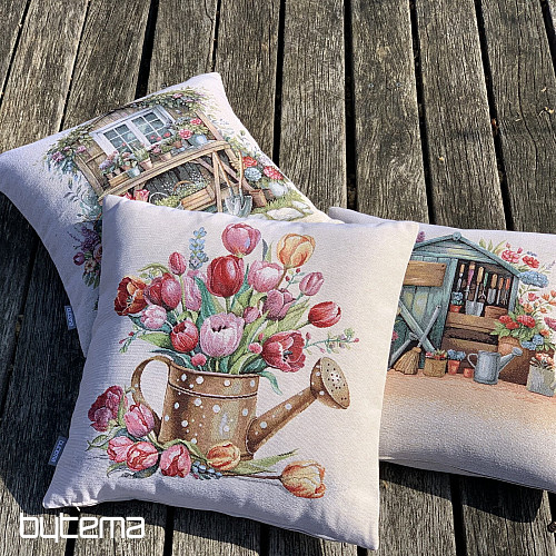 Poszewka na poduszkę z gobelinu KONEWKA PEŁNA TULIPANÓW
