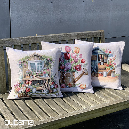 Poszewka na poduszkę z gobelinu KONEWKA PEŁNA TULIPANÓW