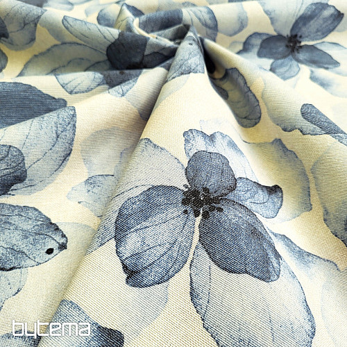 Tkanina dekoracyjna TUTUKI KWIAT NIEBIESKI