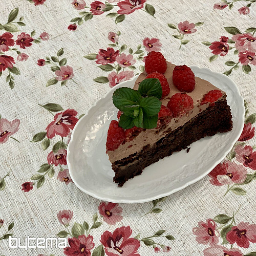 Obrus i szalik KWIATY LINO czerwony