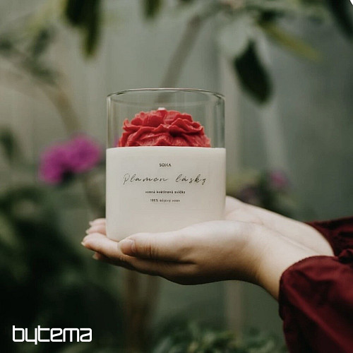 Świeca zapachowa FLAME OF LOVE z kwiatem i pokrywką