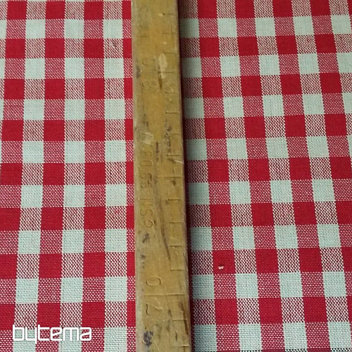 Tkanina w kratkę MERIGNAC beż / czerwień