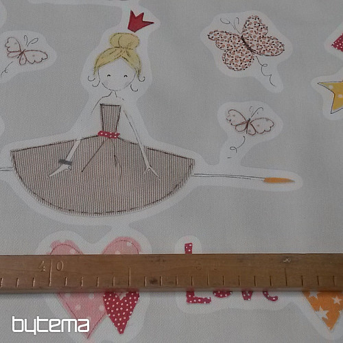 Tkanina dekoracyjna dla dzieci TWIST PRINCESSES pomarańcz