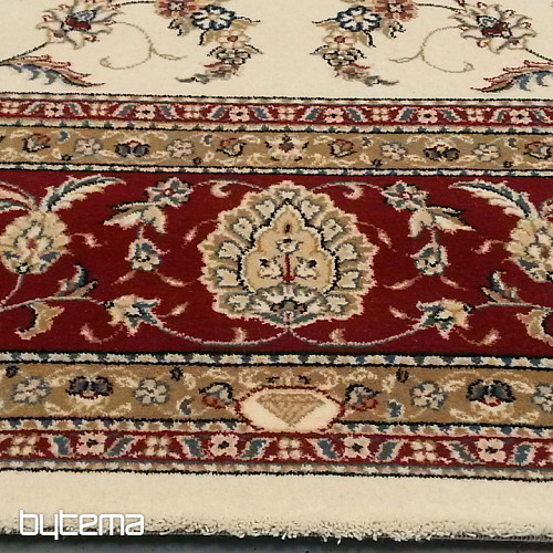 Dywan wełniany klasyczny ORIENT kremowy, bordowa lamówka