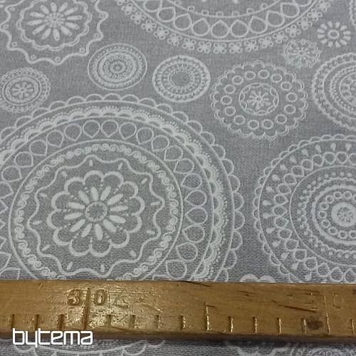 Tkanina dekoracyjna MANDALA FONDO szara