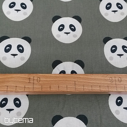 Bawełniana tkanina PANDA oliwkowa