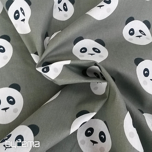 Bawełniana tkanina PANDA oliwkowa