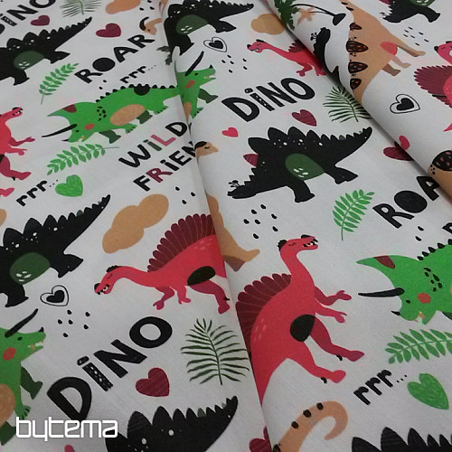 Dziecięca satyna bawełniana z nadrukiem cyfrowym DINOSAUR