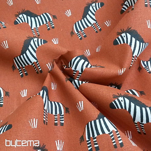 Bawełniana tkanina ZEBRA brązowa