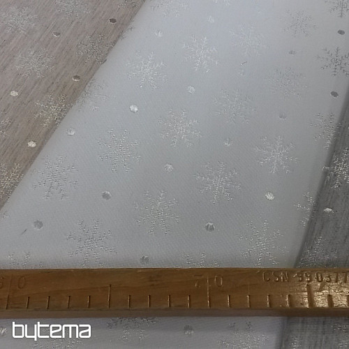 Świąteczna tkanina dekoracyjna na obrusy Flake beż 002 szerokość 280
