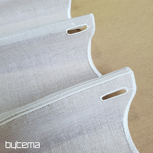 Nowoczesna haftowana firana V52 w kolorze kremowej bieli