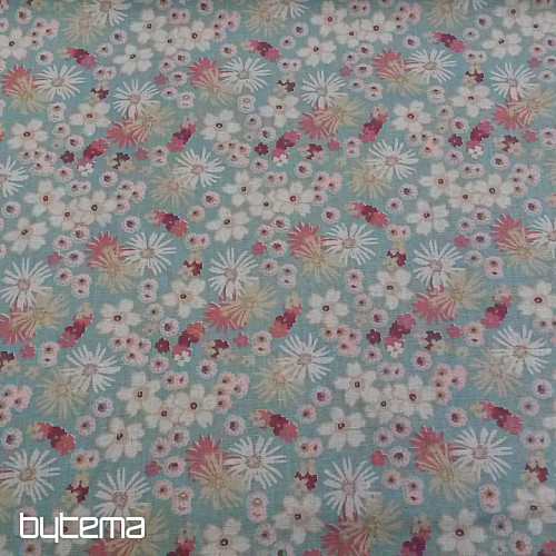 Tkanina dekoracyjna ZINIA menthe kwiaty