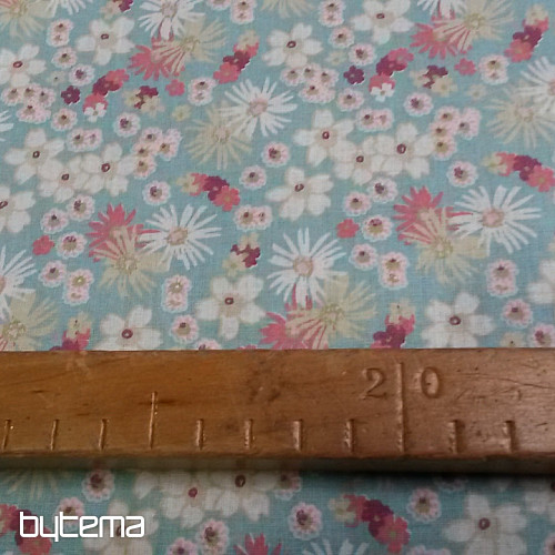 Tkanina dekoracyjna ZINIA menthe kwiaty