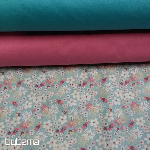 Tkanina dekoracyjna ZINIA menthe kwiaty