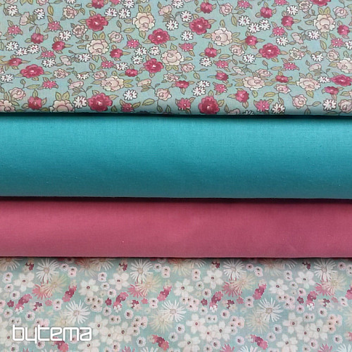 Tkanina dekoracyjna ZINIA menthe kwiaty