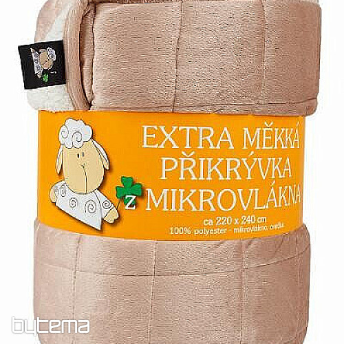 Koc z mikrofibry EXTRA SOFT SHEEP ze szwem ORZECHY