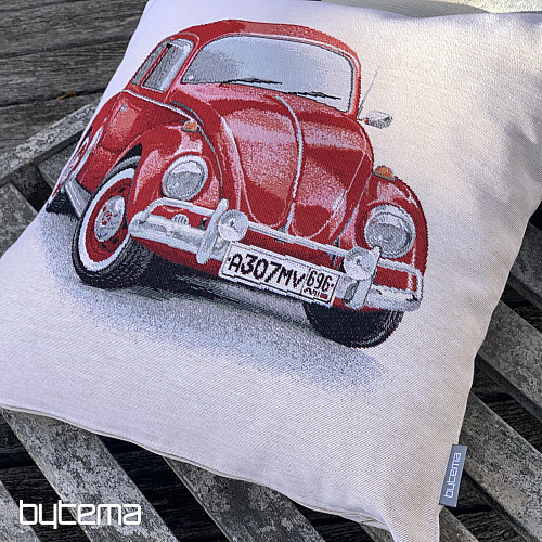 Gobelinowa poszewka na poduszkę VW BEETLE CZERWONA