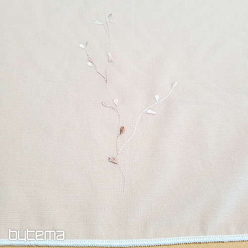 Haftowana luksusowa firana GERSTER 11545 biała - łososiowa