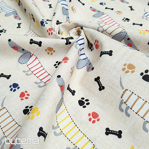 Tkanina dekoracyjna DACHSHUND MORRIS szara