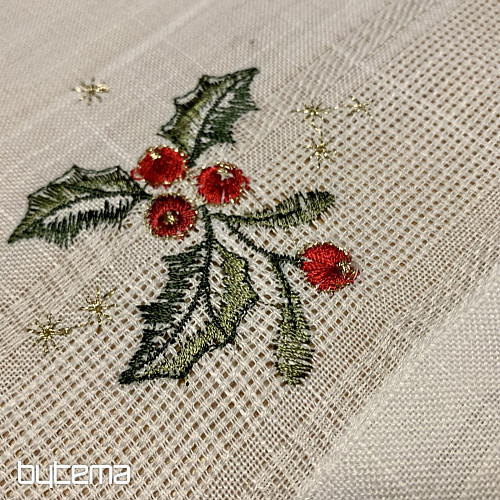 Haftowany świąteczny obrus i szalik ŚWIECA