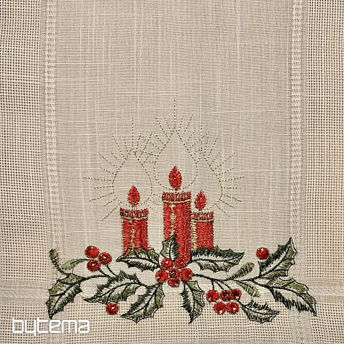 Haftowany świąteczny obrus i szalik ŚWIECA