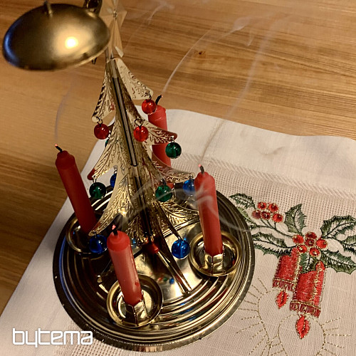 Haftowany świąteczny obrus i szalik ŚWIECA